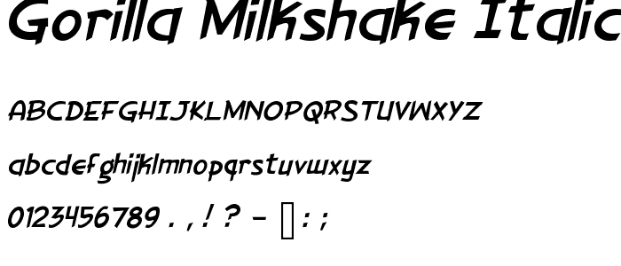 Gorilla Milkshake Italic font